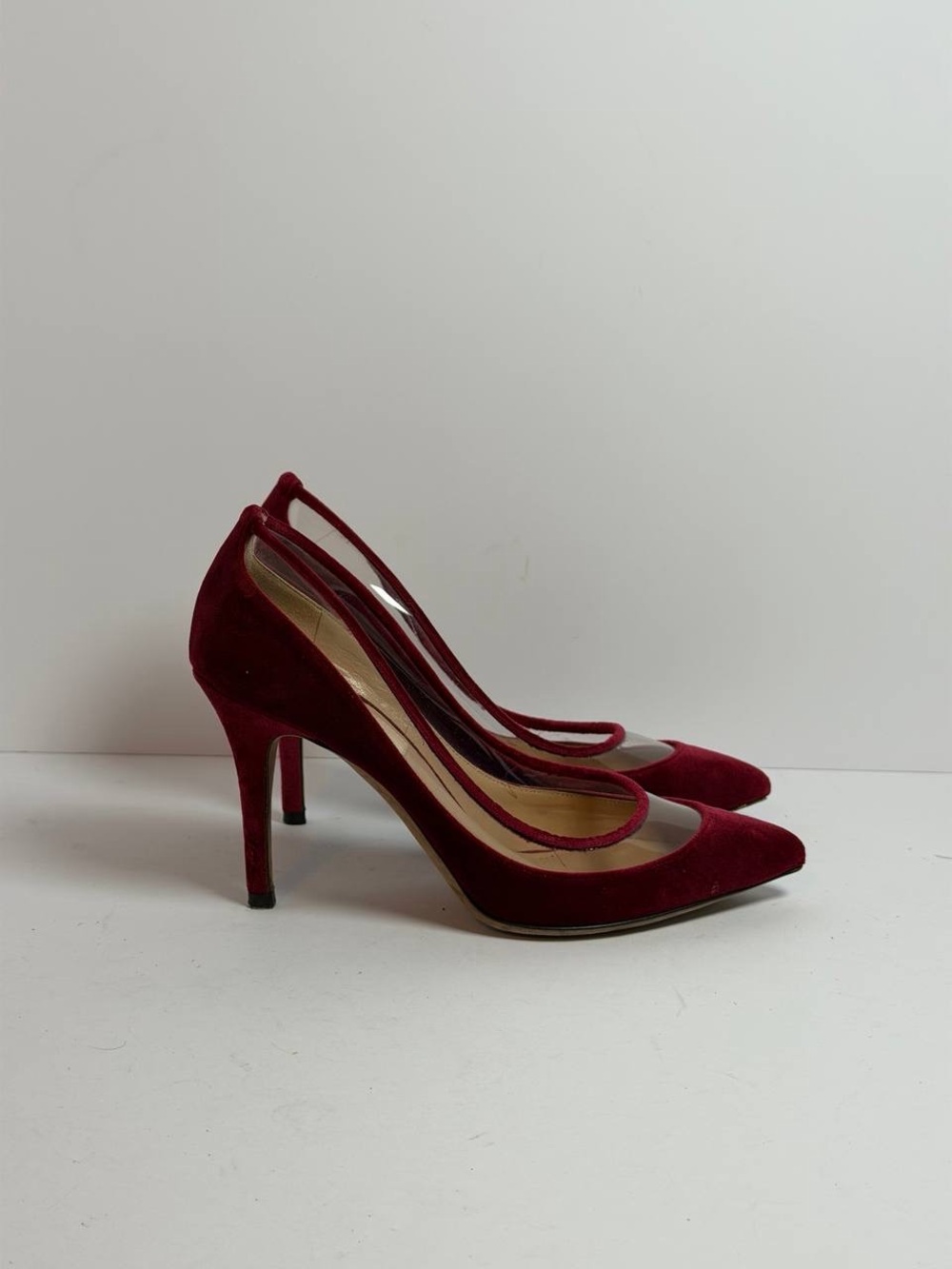 Valentino Garavani Velvet Pumps Heels with Clear PVC Side Panels Size 35